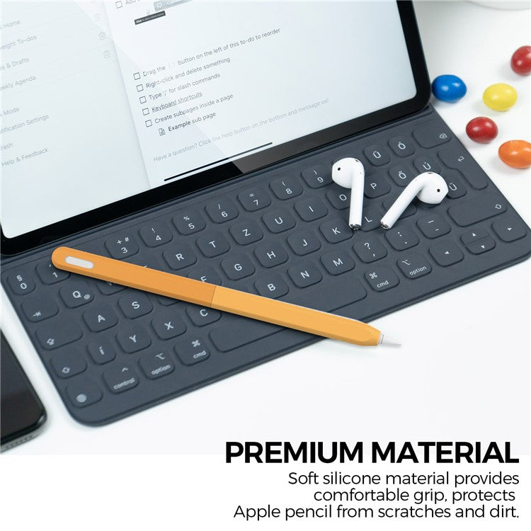 AHASTYLE PT182 Silicone Stylus Pen Cover for Apple Pencil Pro / Pencil (2nd Generation) Color Splicing Retro Capacitive Stylus Sleeve - Yellow