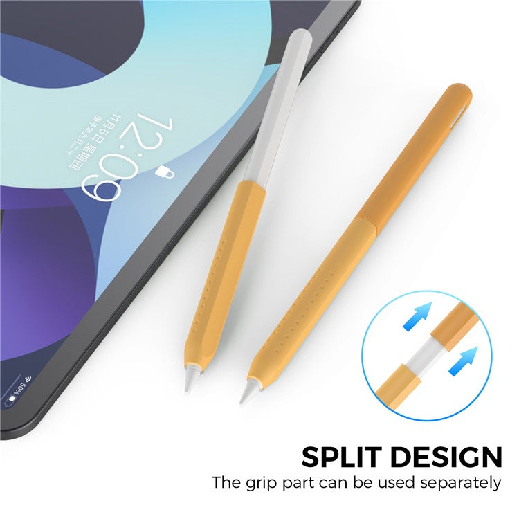AHASTYLE PT182 Silicone Stylus Pen Cover for Apple Pencil Pro / Pencil (2nd Generation) Color Splicing Retro Capacitive Stylus Sleeve - Yellow
