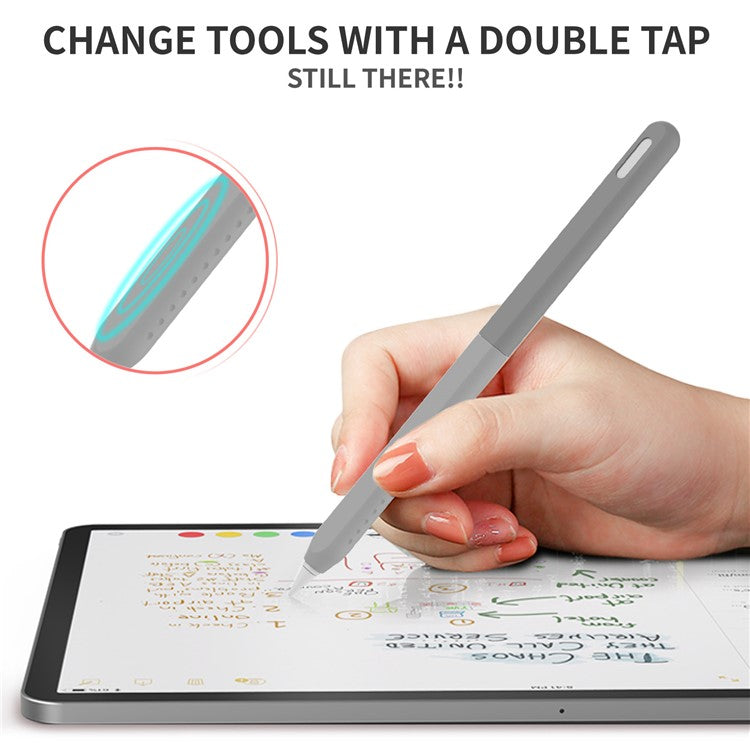 AHASTYLE PT182 Silicone Stylus Pen Cover for Apple Pencil Pro / Pencil (2nd Generation) Color Splicing Retro Capacitive Stylus Sleeve - Grey