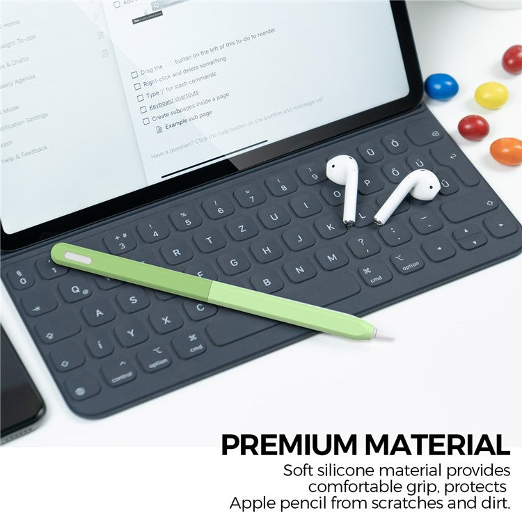 AHASTYLE PT182 Silicone Stylus Pen Cover for Apple Pencil Pro / Pencil (2nd Generation) Color Splicing Retro Capacitive Stylus Sleeve - Green