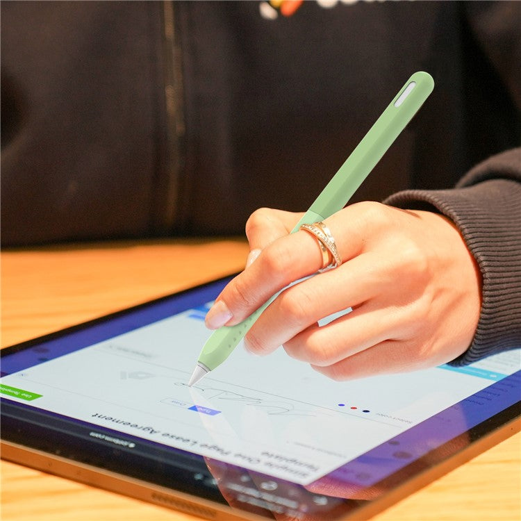 AHASTYLE PT182 Silicone Stylus Pen Cover for Apple Pencil Pro / Pencil (2nd Generation) Color Splicing Retro Capacitive Stylus Sleeve - Green