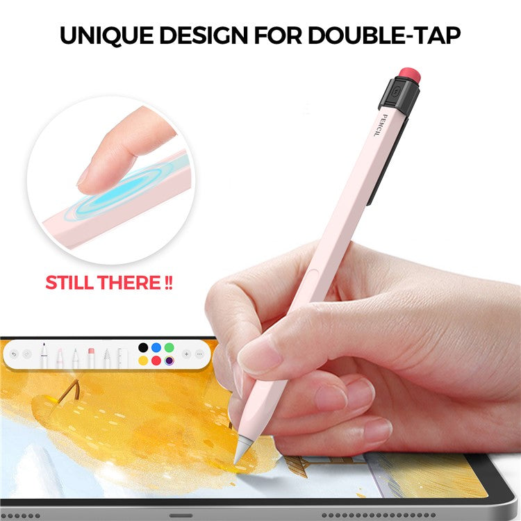AHASTYLE PT80-2-K For Apple Pencil 2nd Generation Soft Silicone Cover Stylus Pen Anti-drop Sleeve - Pink