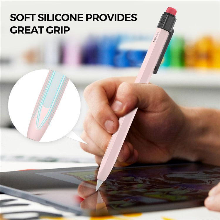 AHASTYLE PT80-2-K For Apple Pencil 2nd Generation Soft Silicone Cover Stylus Pen Anti-drop Sleeve - Pink