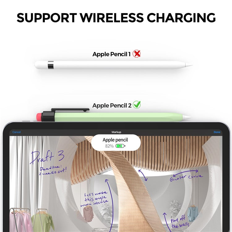 AHASTYLE PT80-2-K For Apple Pencil 2nd Generation Soft Silicone Cover Stylus Pen Anti-drop Sleeve - Matcha Green