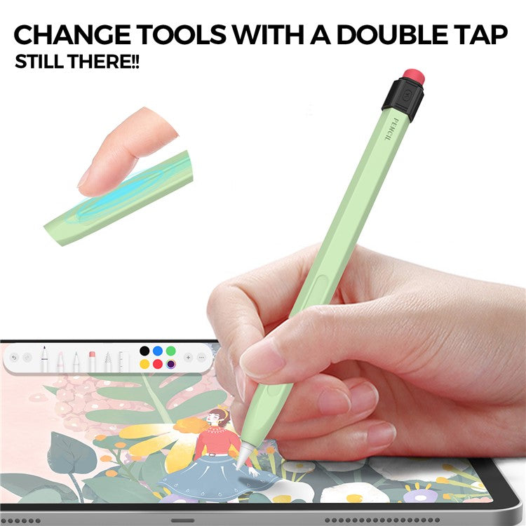 AHASTYLE PT80-2-K For Apple Pencil 2nd Generation Soft Silicone Cover Stylus Pen Anti-drop Sleeve - Matcha Green