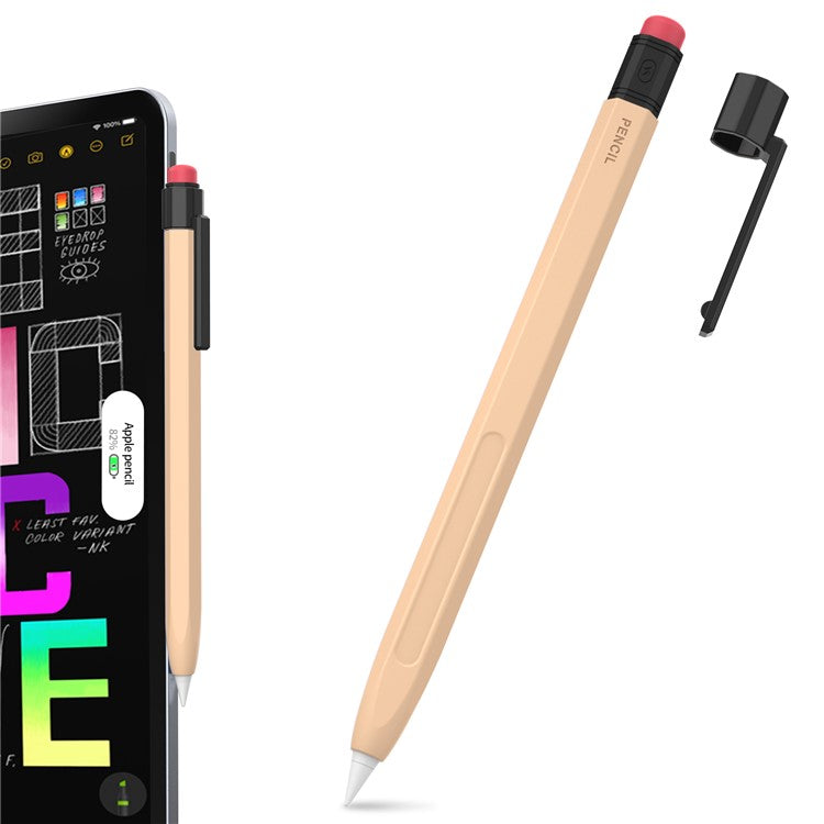 AHASTYLE PT80-2-K For Apple Pencil 2nd Generation Soft Silicone Cover Stylus Pen Anti-drop Sleeve - Apricot