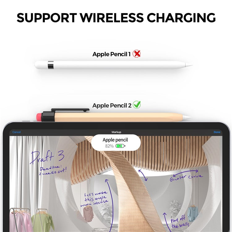 AHASTYLE PT80-2-K For Apple Pencil 2nd Generation Soft Silicone Cover Stylus Pen Anti-drop Sleeve - Apricot