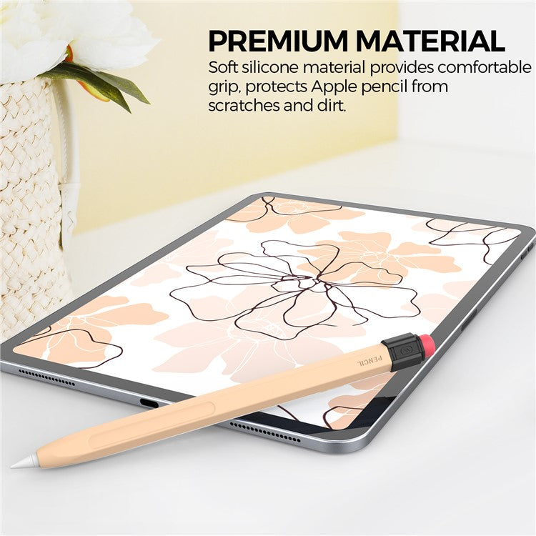 AHASTYLE PT80-2-K For Apple Pencil 2nd Generation Soft Silicone Cover Stylus Pen Anti-drop Sleeve - Apricot