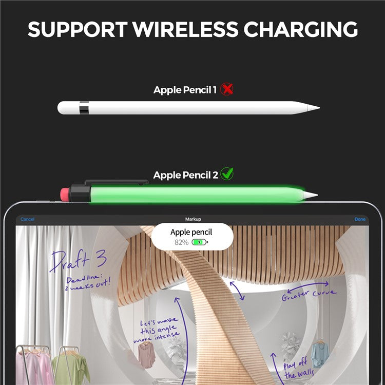 AHASTYLE PT80-2-K For Apple Pencil 2nd Generation Soft Silicone Cover Stylus Pen Anti-drop Sleeve - Fluorescent Green