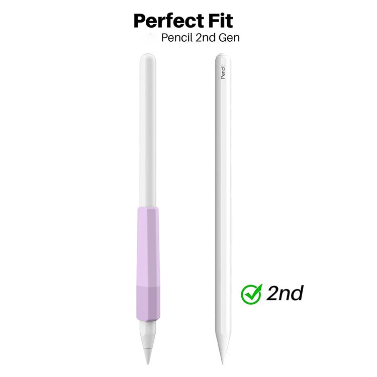 AHASTYLE PT185 For Apple Pencil (2nd Generation) Silicone Sleeve Stylus Pen Case Cover Protective Pencil Grip Holder - Transparent Purple