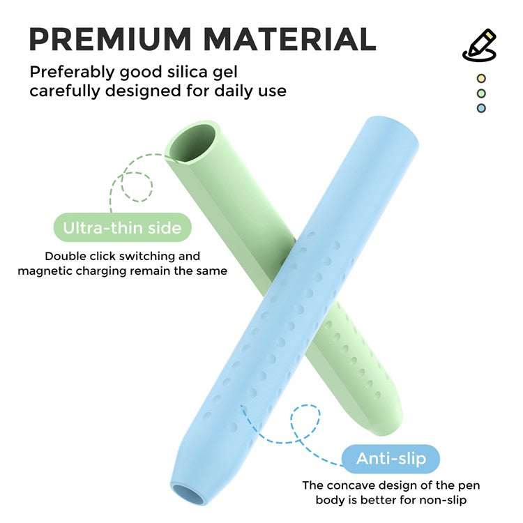 AHASTYLE PT182 For Apple Pencil (1st Generation) / (2nd Generation) Silicone Grip Holder Protective Sleeve Cover - Blue
