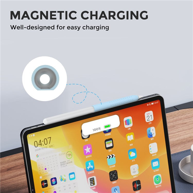 AHASTYLE PT182 For Apple Pencil (1st Generation) / (2nd Generation) Silicone Grip Holder Protective Sleeve Cover - Blue