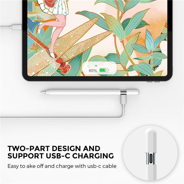 AHASTYLE PT65-3 For Apple Pencil (USB-C) Silicone Sleeve Anti-Drop Pencil Protective Cover - White