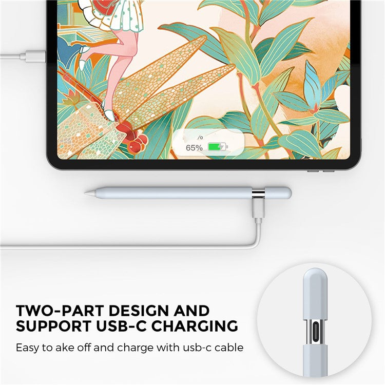 AHASTYLE PT65-3 For Apple Pencil (USB-C) Silicone Sleeve Anti-Drop Pencil Protective Cover - Light Blue