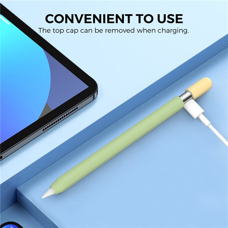 AHASTYLE PT65-3 For Apple Pencil (USB-C) Color Splicing Silicone Protect Sleeve - Pink+Light Blue