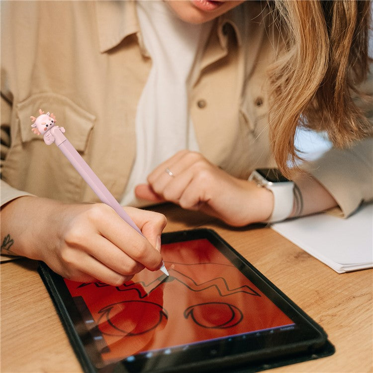AHASTYLE PT129-2 For Apple Pencil (2nd Generation) Cartoon Dragon Silicone Sleeve Stylus Pen Protective Cover - Pink