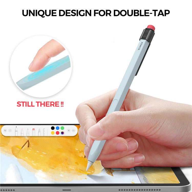 AHASTYLE PT180-2-K For Apple Pencil Pro / Pencil (2nd Generation) Retro Silicone Sleeve Stylus Pen Protective Cover - Blue