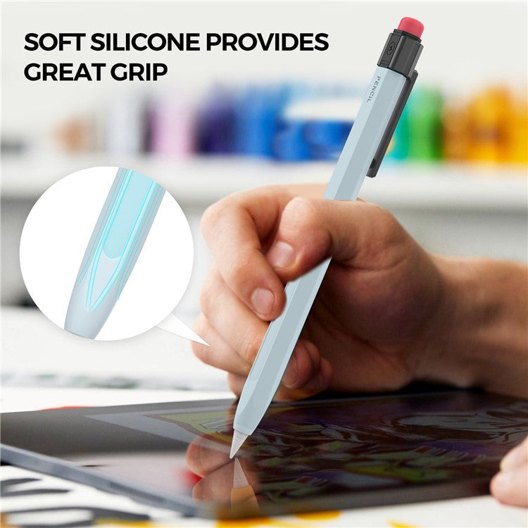 AHASTYLE PT180-2-K For Apple Pencil Pro / Pencil (2nd Generation) Retro Silicone Sleeve Stylus Pen Protective Cover - Blue