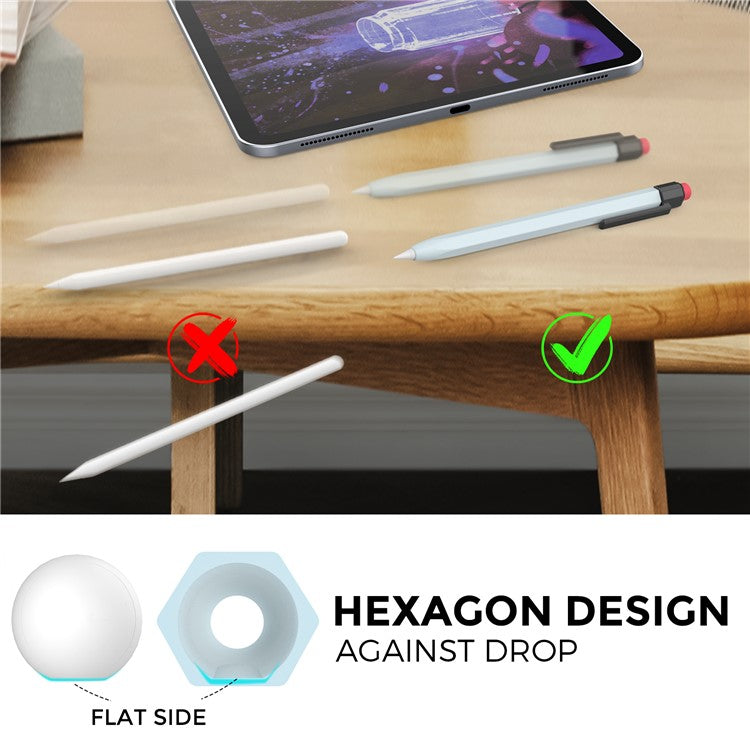 AHASTYLE PT180-2-K For Apple Pencil Pro / Pencil (2nd Generation) Retro Silicone Sleeve Stylus Pen Protective Cover - Blue