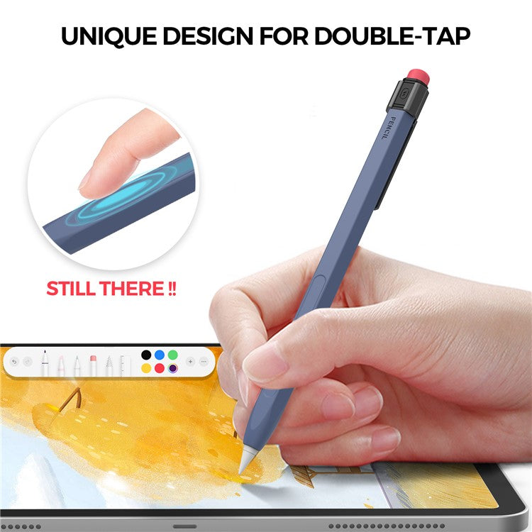 AHASTYLE PT180-2-K For Apple Pencil Pro / Pencil (2nd Generation) Retro Silicone Sleeve Stylus Pen Protective Cover - Midnight Blue