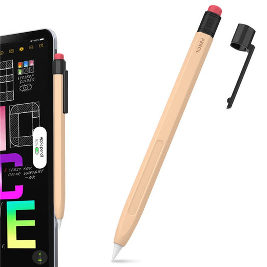 AHASTYLE PT180-2-K For Apple Pencil Pro / Pencil (2nd Generation) Retro Silicone Sleeve Stylus Pen Protective Cover - Apricot