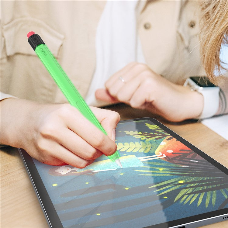 AHASTYLE PT180-2-K For Apple Pencil Pro / Pencil (2nd Generation) Retro Silicone Sleeve Stylus Pen Protective Cover - Fluorescent Green