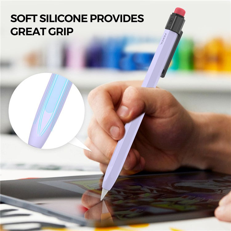 AHASTYLE PT180-2-K For Apple Pencil Pro / Pencil (2nd Generation) Retro Silicone Sleeve Stylus Pen Protective Cover - Purple