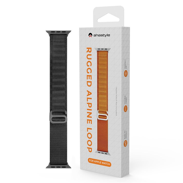 AHASTYLE WG97 Braided Nylon Strap For Apple Watch Series 10 42mm / 9 8 7 41mm / SE (2023) SE (2022) SE 6 5 4 40mm / 3 2 1 38mm - Black