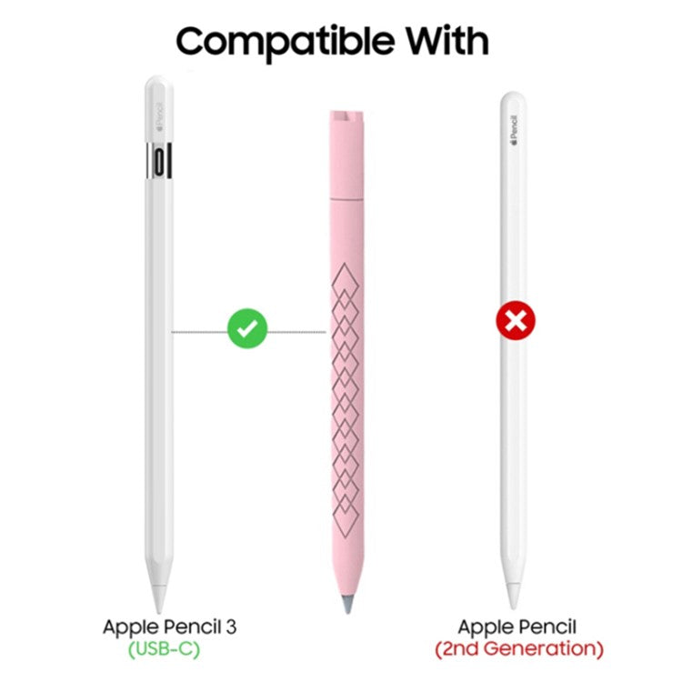 For Apple Pencil (USB-C) Diamond Texture Silicone Sleeve Stylus Pen Protective Cover - White