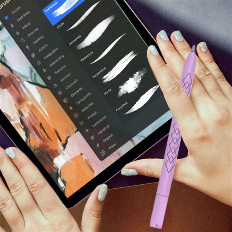 For Apple Pencil (USB-C) Diamond Texture Silicone Sleeve Stylus Pen Protective Cover - White