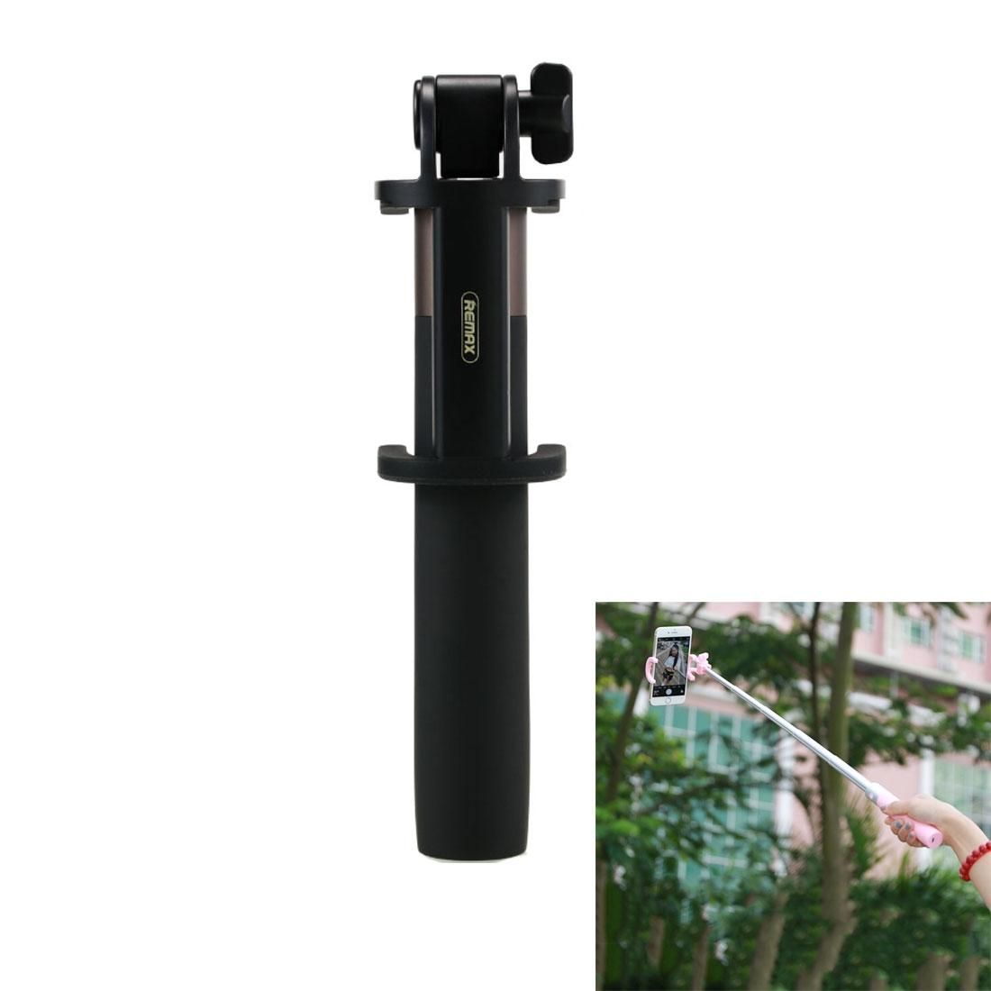 REMAX P7 Bluetooth Wireless Handheld Selfie Stick for Smartphones, Clip Extension Length: 5.5cm - 9.0cm (Black)