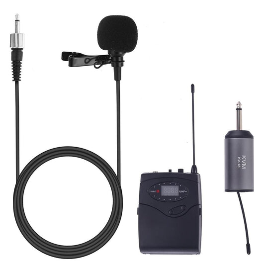 KVM KV-18 Lavalier UHF Wireless Microphones with Receiver (Black)