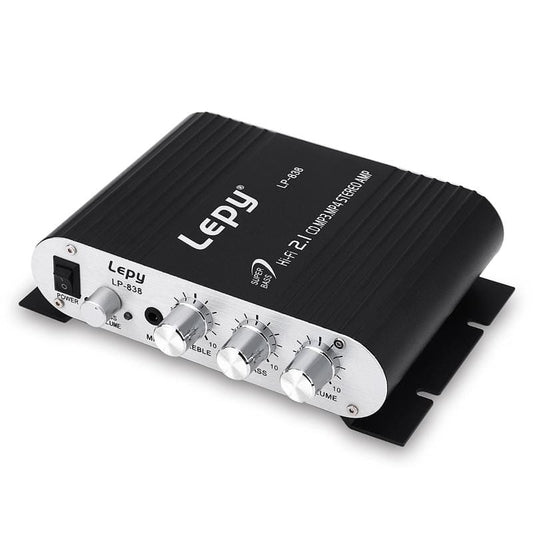 Car 2.1CH HIFI Subwoofer Amplifier Audio, Support MP3, with US Plug Adapter (Black)