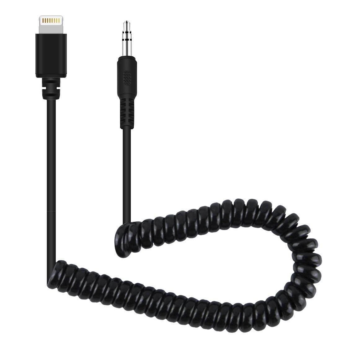 PULUZ 3.5mm TRRS Male to 8 Pin Male Live Microphone Audio Adapter Spring Coiled Cable for iPhone, Cable Stretching to 100cm (Black)