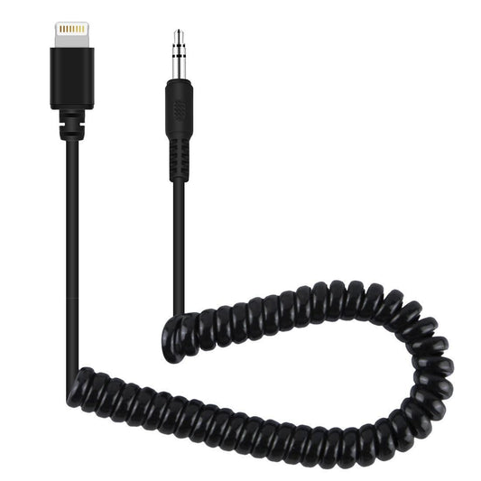 PULUZ 3.5mm TRRS Male to 8 Pin Male Live Microphone Audio Adapter Spring Coiled Cable for iPhone, Cable Stretching to 100cm (Black)