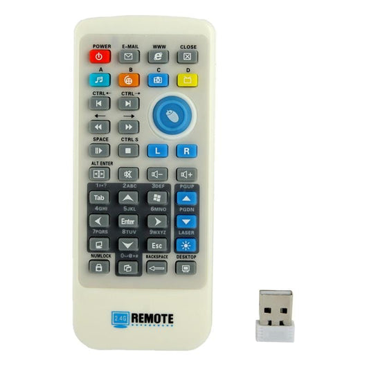2.4GHz Remote Wireless Controller + Laser Presenter + USB Receiver for PC / Tablets, Remote range: 18m (White)