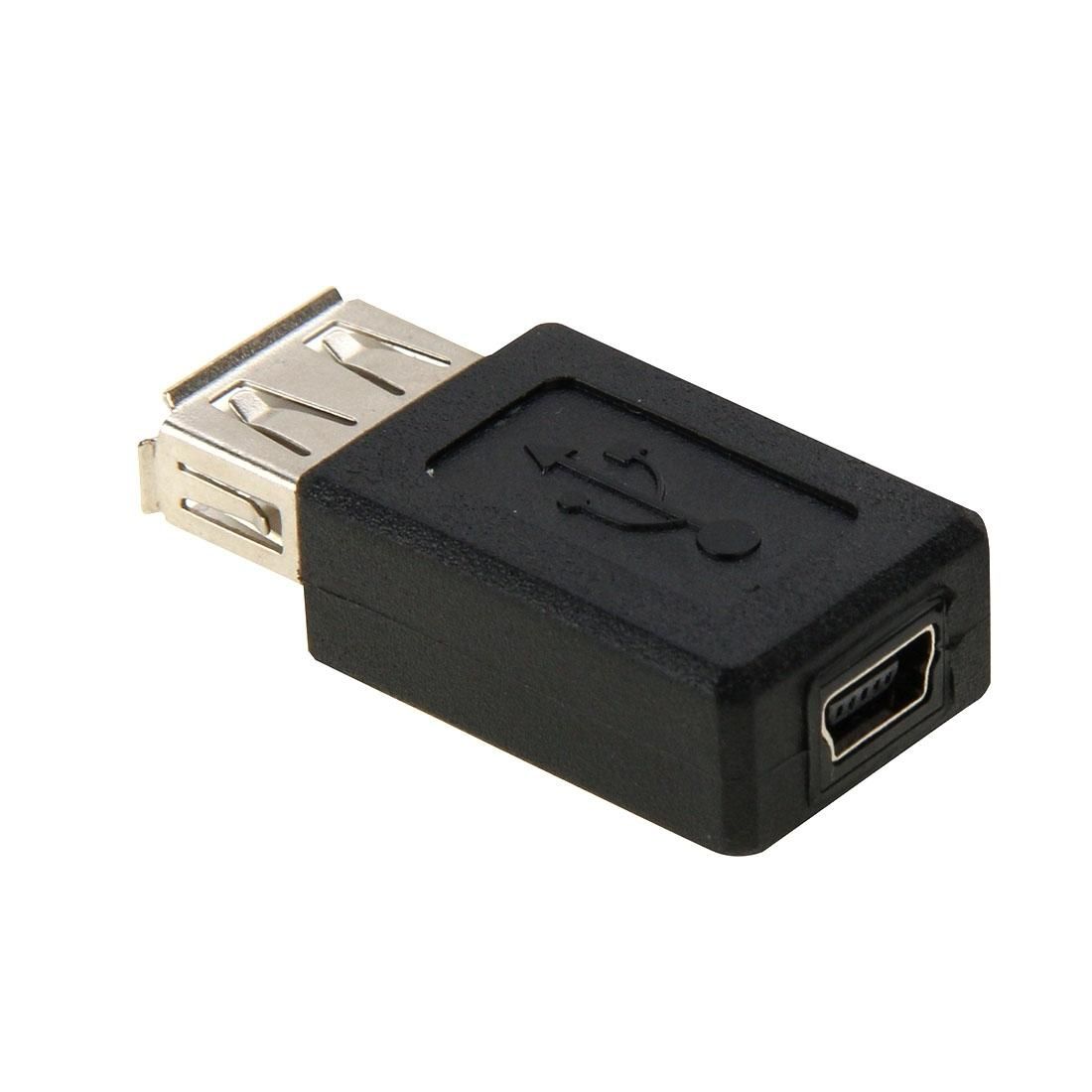 USB 2.0 AF to Mini 5 Pin USB Female Adapter (Black)
