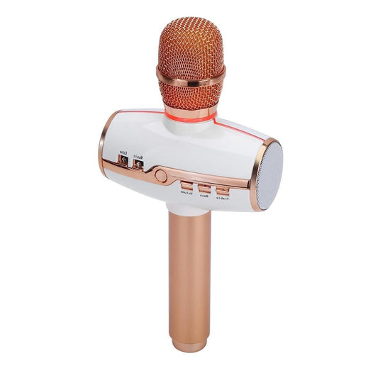 H9 High Sound Quality Handheld KTV Karaoke Recording Colorful RGB Neon Lights Bluetooth Wireless Condenser Microphone, For Notebook, PC, Speaker, Headphone, iPad, iPhone, Galaxy, Huawei, Xiaomi, LG, HTC and Other Smart Phones (Rose Gold)