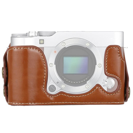 1/4 inch Thread PU Leather Camera Half Case Base for FUJIFILM X-A3 / X-A10 (Brown)