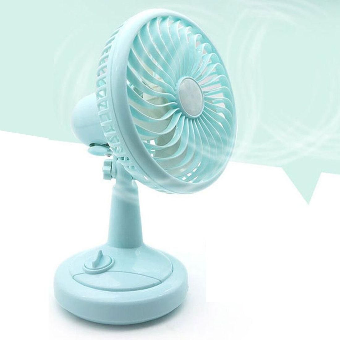 Room Office Adjustable Head USB Rechargeable Battery Operated Cooling Mini Fan, 2 Speeds (Green)