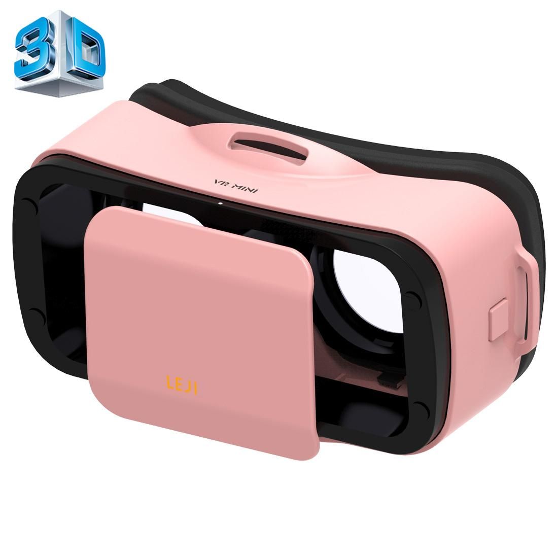 LEJI Mini VR Virtual Reality 3D Helmet Headset Glasses for 4.5-5.5 inch Smartphones (Pink)