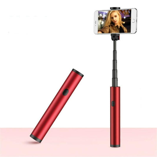 Mini Wireless Bluetooth Phone Selfie Stick Aluminum Handheld Selfie Stick Travel Artifact (Red)