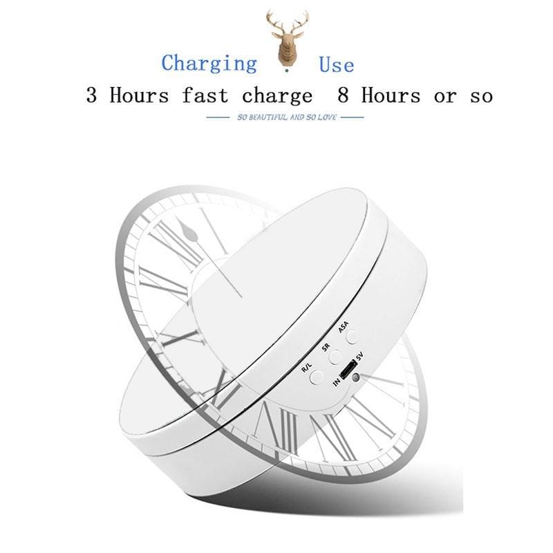 13.8cm USB Charging Smart 360 Degree Rotating Turntable Display Stand Video Shooting Props Turntable for Photography, Load 3kg (White)
