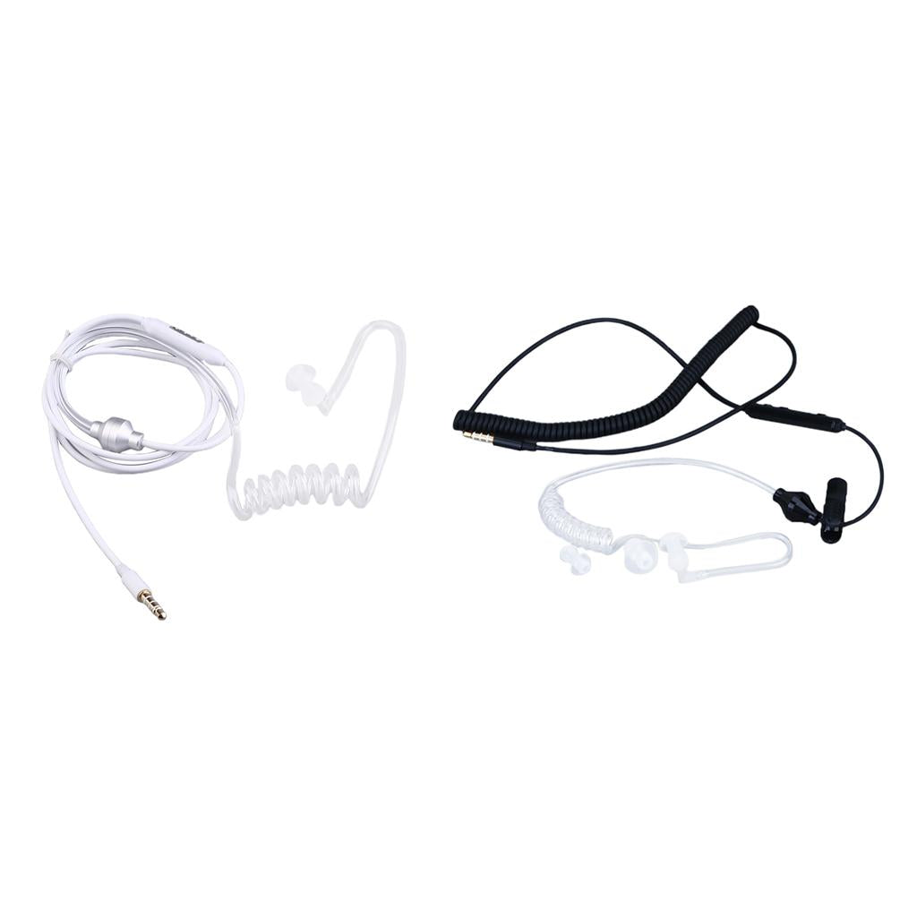 Anti-Radiation Spiral Air Tube Earphone Headphone Headset White/Black Black and White