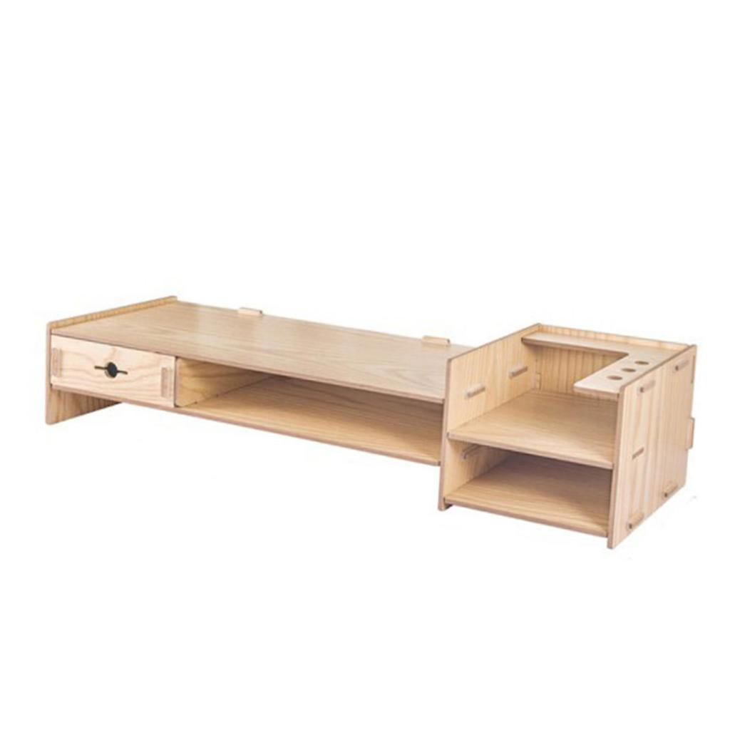 Monitor Stand Riser with Storage Organizer Drawers Bamboo