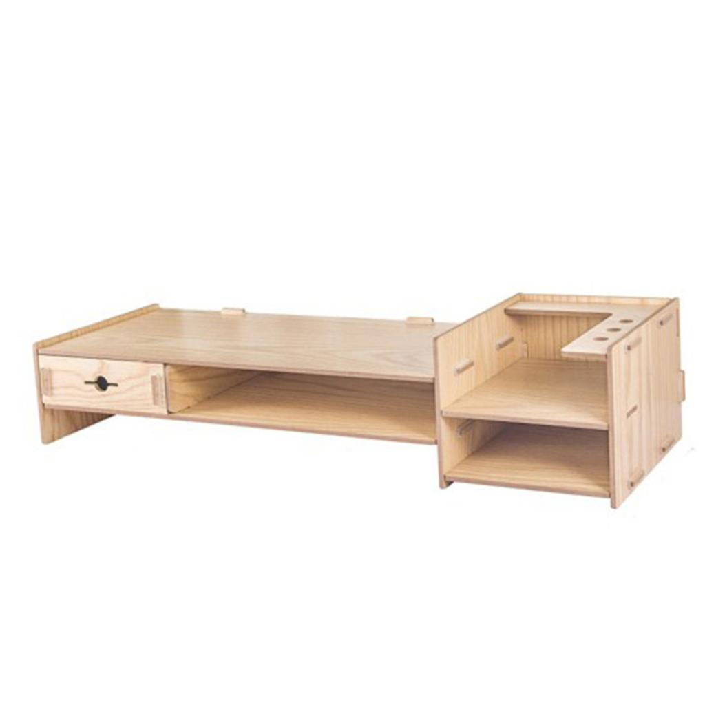 Monitor Stand Riser with Storage Organizer Drawers Bamboo