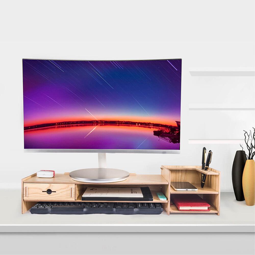 Monitor Stand Riser with Storage Organizer Drawers Bamboo