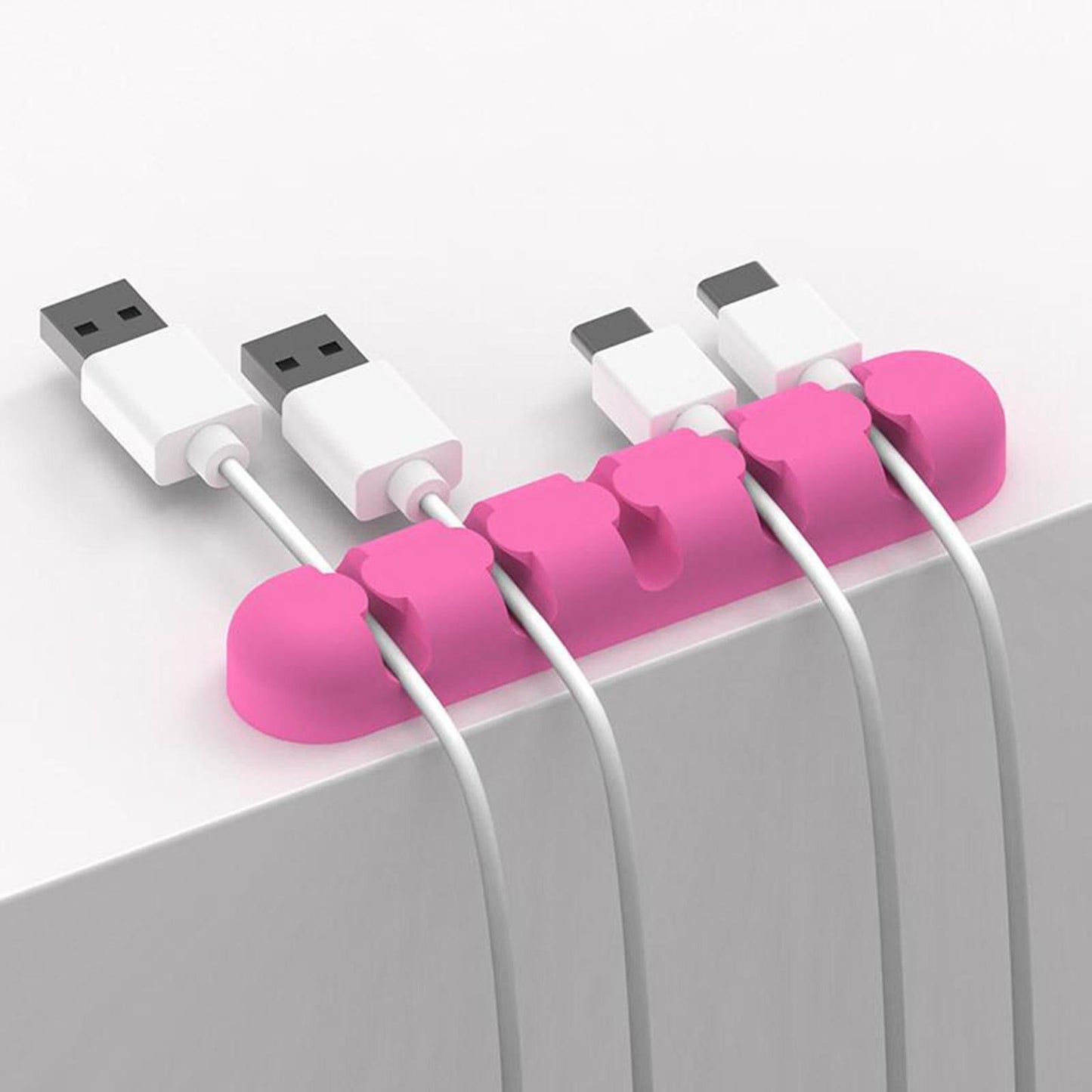 Silicone Adhesive Charging Cable Management Clips Holder Organizer Rosy