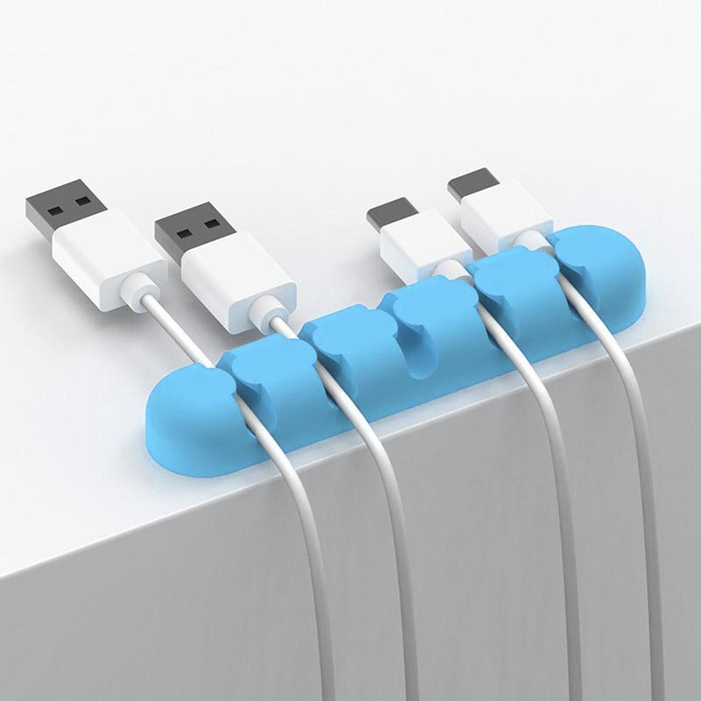 Silicone Adhesive Charging Cable Management Clips Holder Organizer Blue