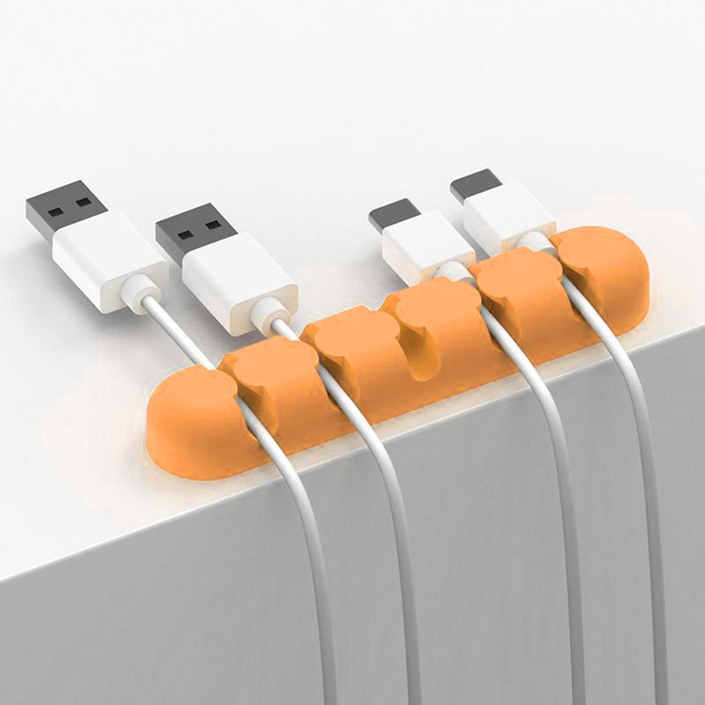 Silicone Adhesive Charging Cable Management Clips Holder Organizer Orange